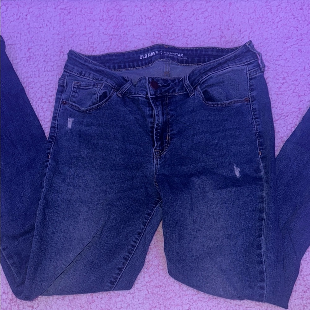 Old Navy Blue Skinny Jeans with Distressed Details